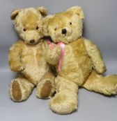 Two early post war English Teddy bears, 54 and 57 cm high