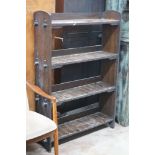 An early 20th century oak open bookcase, length 92cm, depth 26cm, height 130cm