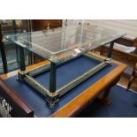 A rectangular Empire design brass mounted glass topped coffee table, length 130cm, depth 70cm,