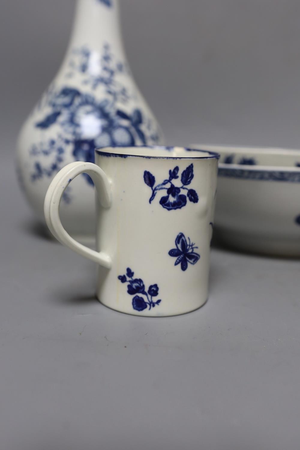 A Chaffers Liverpool rare bowl, a Worcester bowl, a mug with the Gilliflower pattern, three - Image 8 of 18