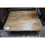 A French provincial rectangular pine coffee table, incorporating old timber, length 83cm, height