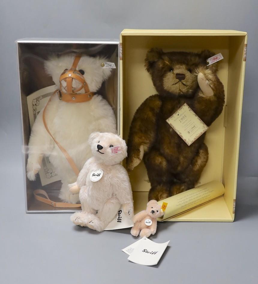 A white tag Steiff Muzzle teddy bear, 33cm, box/cert. with brown tipped British Collectors Bear, - Image 2 of 8