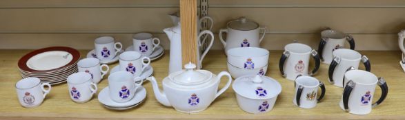 Society of Miniature Rifle Clubs - A large group of commemorative porcelain tea wares, three handled
