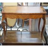 A Louis XV style rectangular kingwood leather topped low occasional table, length 69cm, depth