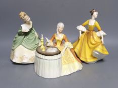 Three Royal Doulton figures of ladies, Stephanie, Soirée and Meditation