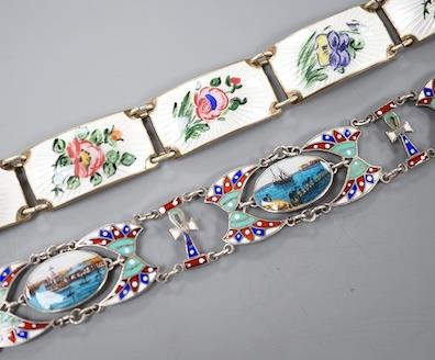 A Norwegian sterling and enamel floral bracelet, 16cm and one other 800 white metal and enamel - Image 8 of 17