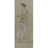 Franco Matania (1922-2006), pastel, Study of a standing woman, signed, 50 x 20cm