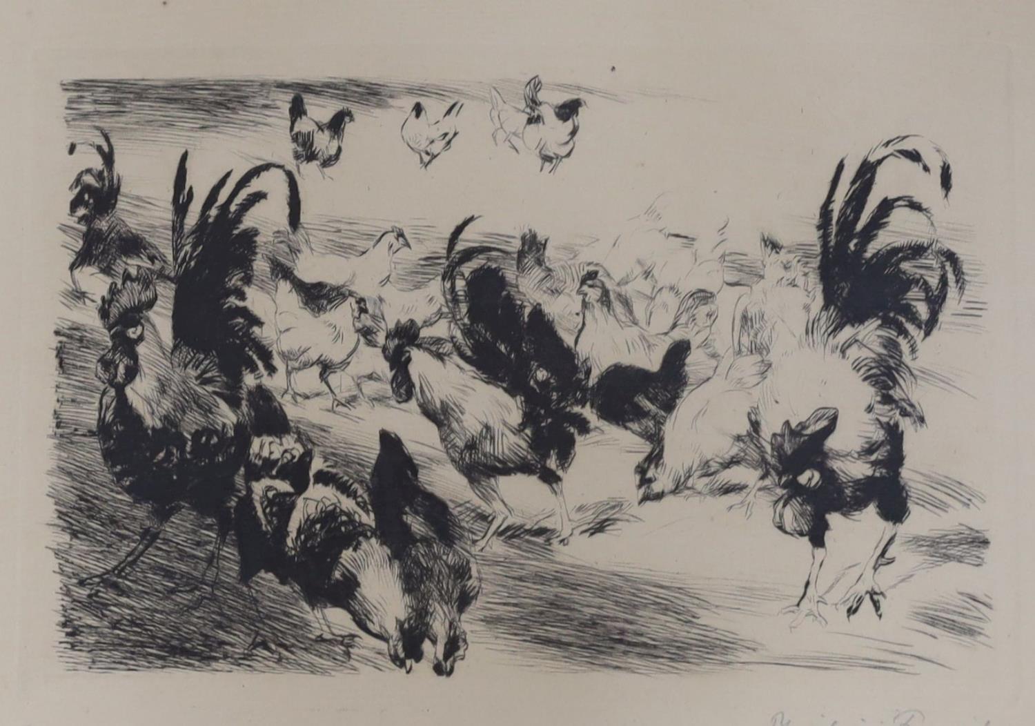 Philipp Ranish, etching, Study of chickens and cockerels, signed in pencil, 9/100, 30 x 44cm - Image 2 of 6