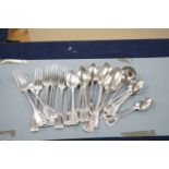 Fifteen items of William IV Scottish silver fancy shell pattern flatware, by Robert Gray & Sons,