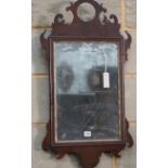 An 18th century mahogany fret cut wall mirror, width 44cm, height 80cm