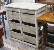 A French provincial style pine eight drawer chest, width 83cm, depth 39cm, height 84cm