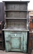 A 19th century and later French provincial painted pine dresser, length 102cm, depth 50cm, height