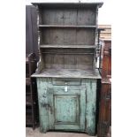 A 19th century and later French provincial painted pine dresser, length 102cm, depth 50cm, height