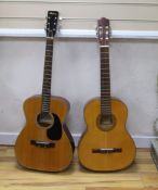 A Kimbala acoustic guitar and a Hokada acoustic guitar with case