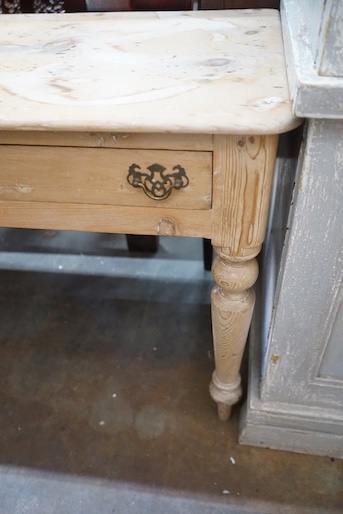 A Victorian pine two drawer side table, width 104cm, depth 52cm, height 72cm - Image 4 of 4