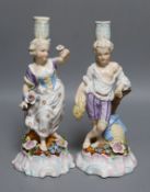 A pair of 19th-century Sitzendorf porcelain candlestick figures