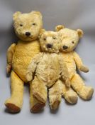 Three British teddy Bears c.1950's including Chiltern Hugmee