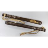 A pair of Birmingham Special Constabulary 1916-1919 commemorative truncheons,39cms long.