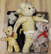 Two limited edition Deans Teddy Bears, three Puppet Bears inc. Panda and Sooty, one Panda large