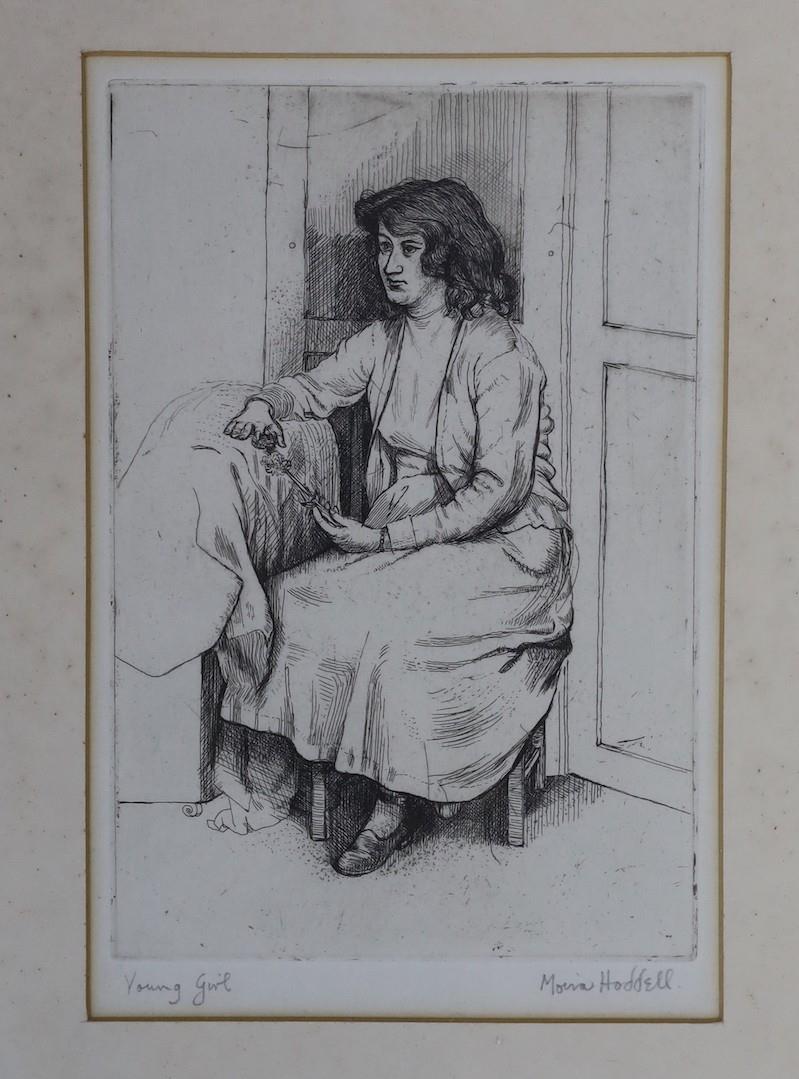 Moira Hoddell (1927-), two etchings, 'Young Girl' and 'Chelsea Pensioner', signed in pencil, 19 x - Image 6 of 6