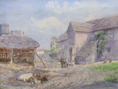 Henry Moore RA (1831-1895), pencil and watercolour, 'The Earl of Leicster's Barn, Kenilworth