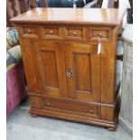 A French provincial style walnut side cabinet, width 79cm, depth 41cm, height 91cm