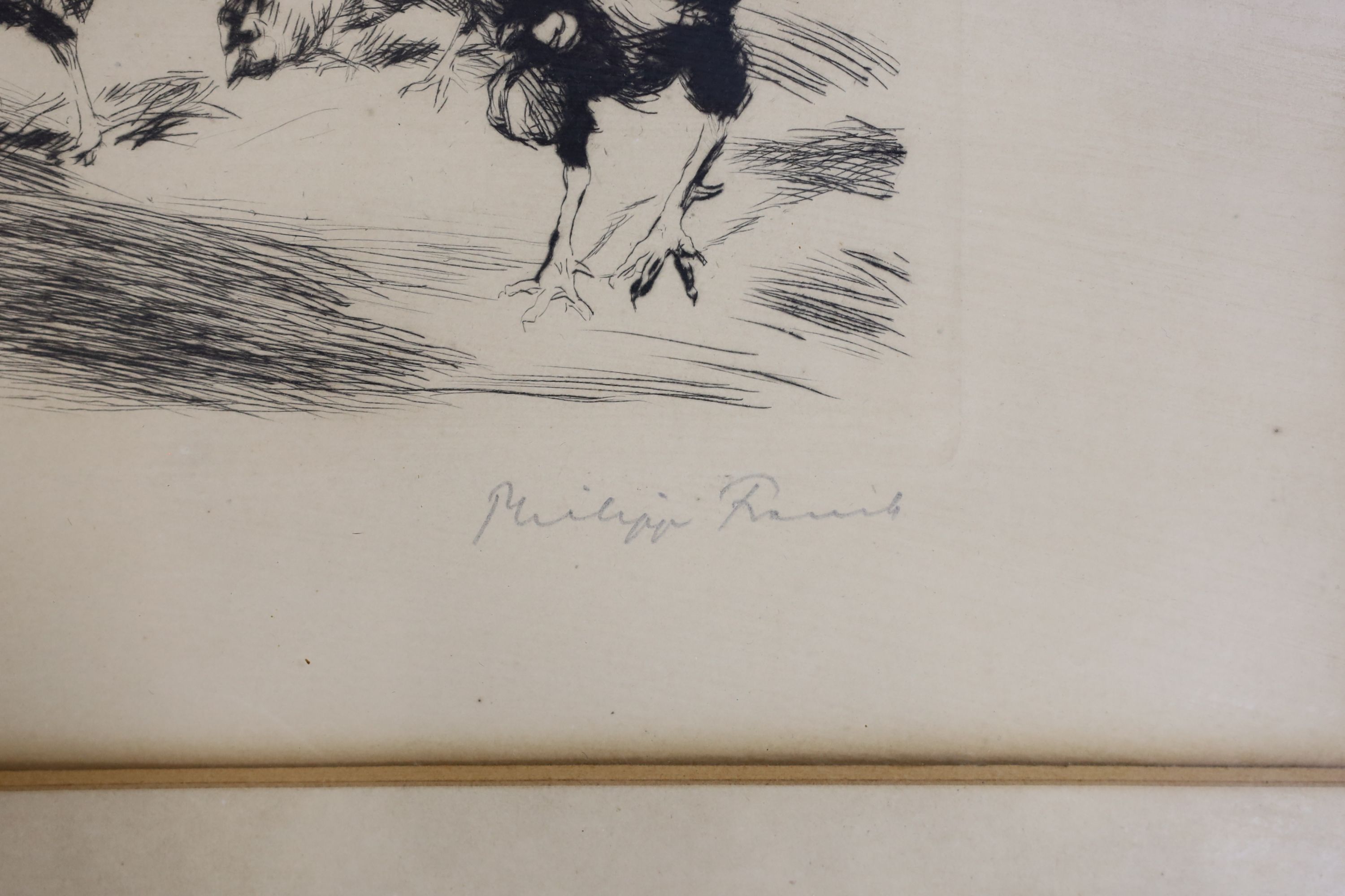 Philipp Ranish, etching, Study of chickens and cockerels, signed in pencil, 9/100, 30 x 44cm - Image 5 of 6