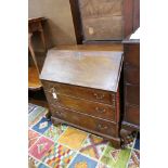 A George III banded mahogany bureau, width 92cm, depth 50cm, height 97cm