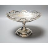 An Edwardian silver pedestal bowl, with pierced border, Martin, Hall & Co, Sheffield, 1908, diameter
