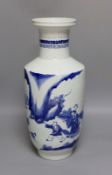 A Chinese blue and white rouleau vase 40cm