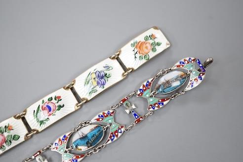 A Norwegian sterling and enamel floral bracelet, 16cm and one other 800 white metal and enamel - Image 6 of 17