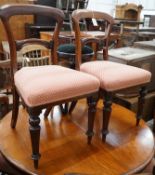 A Victorian circular mahogany breakfast table, diameter 120cm, height 72cm, together with six