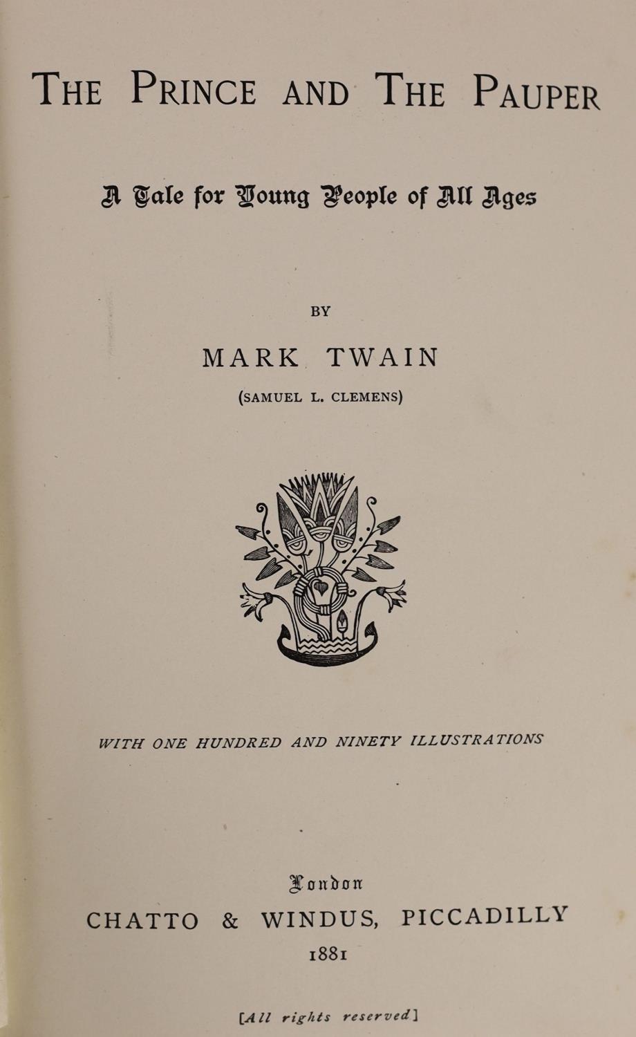 ° ° Twain, Mark [Clemens, S.L] - 3 works - The Prince and the Pauper. A Tale for Young People of all - Image 2 of 7