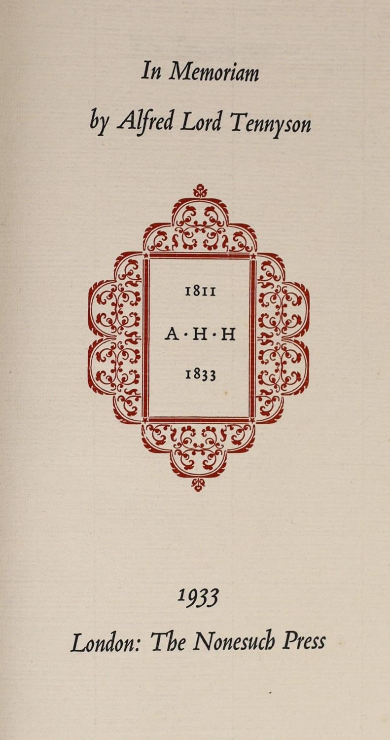 ° ° Nonesuch Press - Tennyson, Alfred, Lord - In Memoriam, one of 2000 copies on Van Gelder paper,