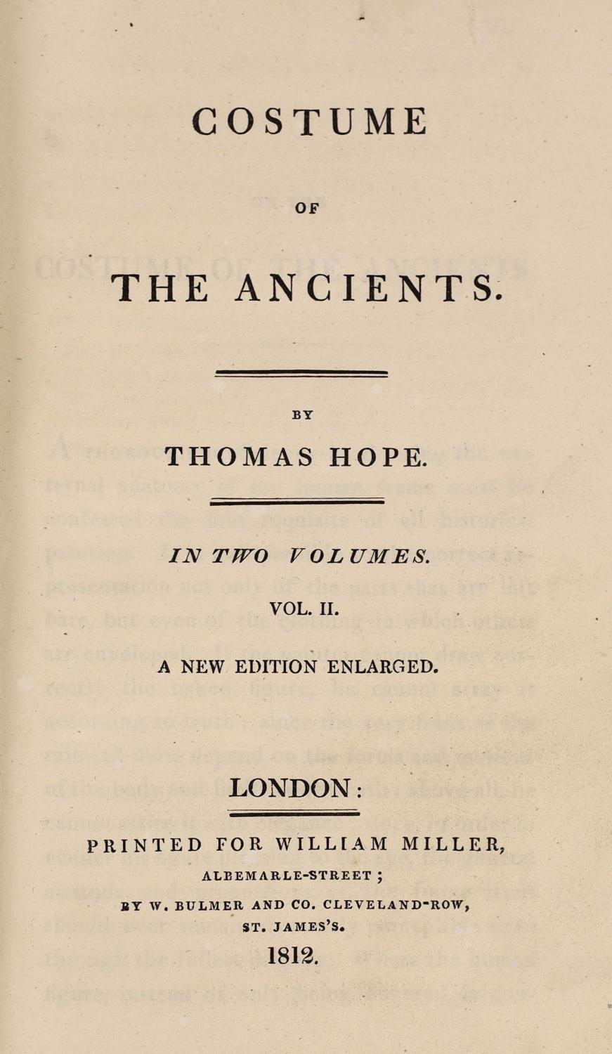 ° ° Hope, Thomas - Costume of the Ancients, 2nd edition, 2 vols in 1, 4to, later blind stamped - Image 2 of 6