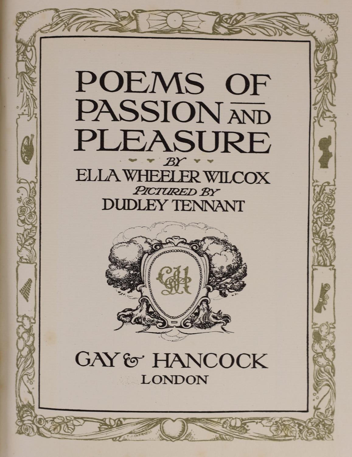 ° ° Wilcox, Ella Wheeler - Poems of Passion and Pleasure, de luxe issue, one of 500, signed by the - Image 3 of 4