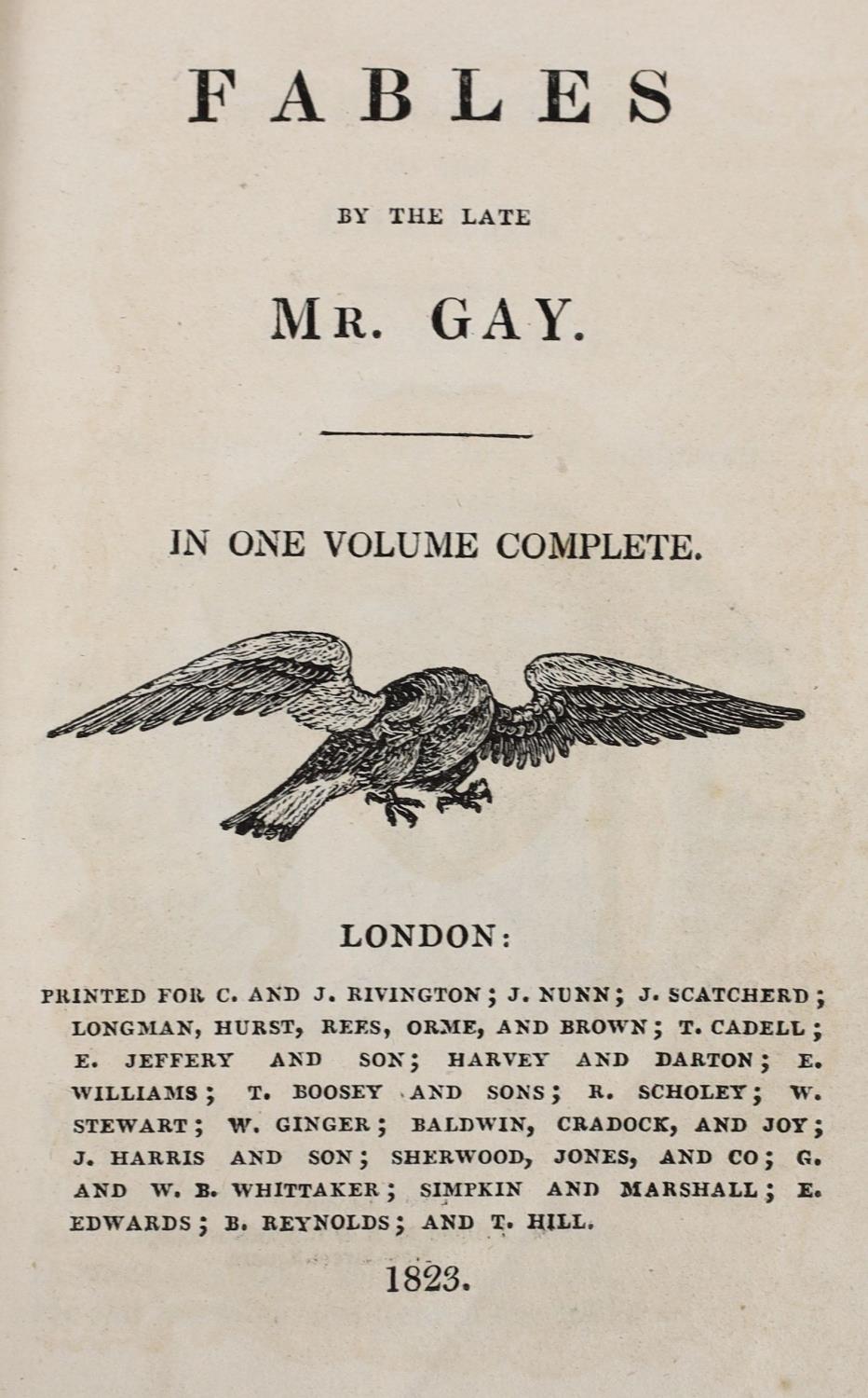 ° ° Gay, John - Fables, 2 parts in 1, 12mo, calf, illustrated with woodcuts by Thomas Bewick, T. - Image 4 of 5