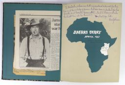 ° ° Johnson, F. Kirk [Mrs.] Safari Diary, 1961. Folio, published by the author, no place of