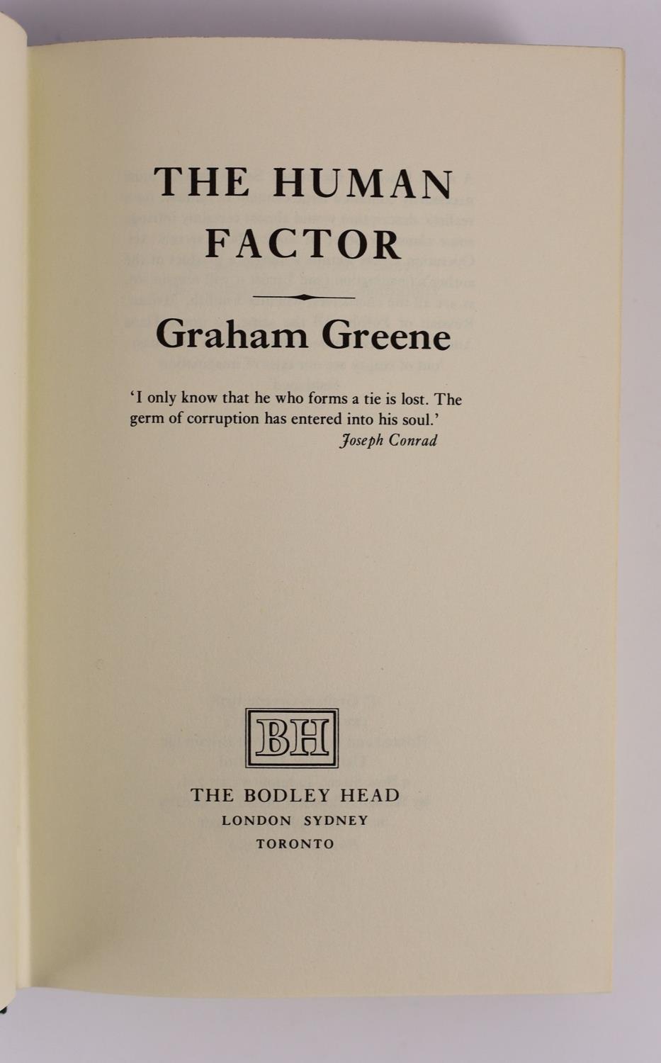 ° ° Greene, Graham - The Human Factor, 1st edition, second state, in unclipped d/j, The Bodley Head, - Image 2 of 3