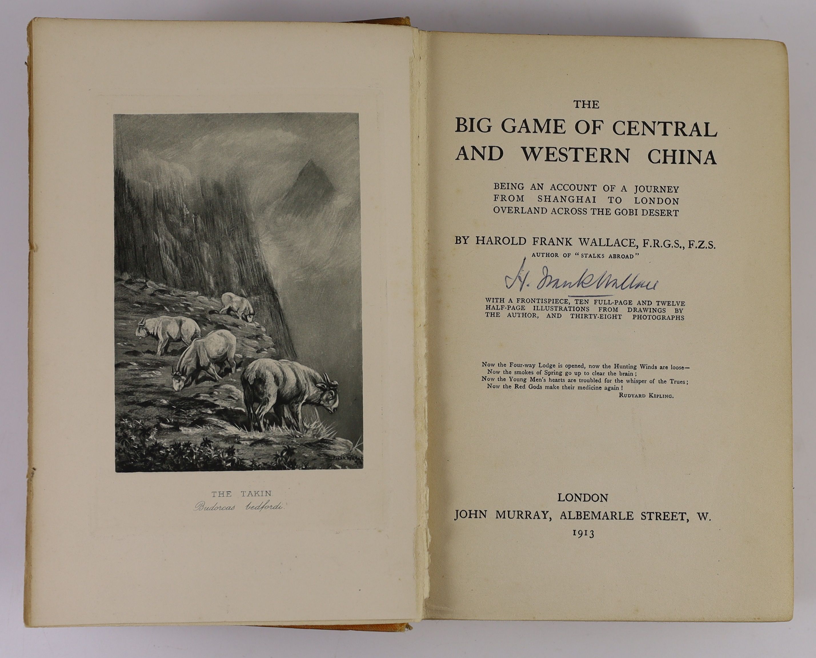 ° ° Wallace, Harold Frank. The Big Game of Central and Western China Being an Account of a Journey - Image 3 of 5