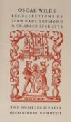 ° ° Nonesuch Press - ‘’Raymond, Jean Paul’’ and Ricketts, Charles de Sousy - Recollections of