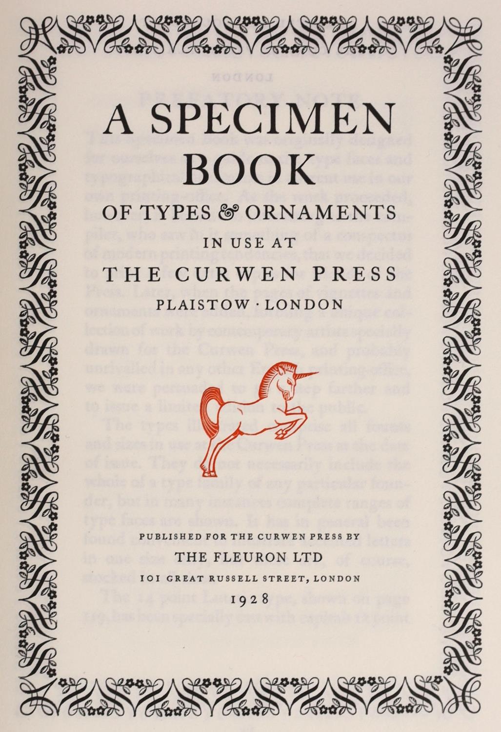 ° ° The Curwen Press - A Specimen Book of Types & Ornaments. 1st and limited ed. one of 135. Adorned
