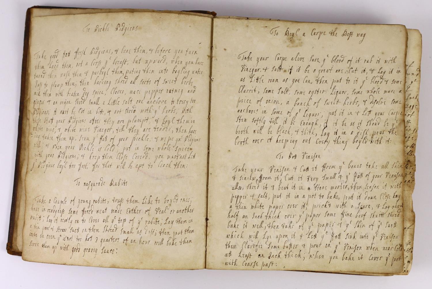 ° ° Early Eighteenth Century Manuscript Cookery. 'Eliz. Wood Her Booke. 1708'. 96pp. used (of - Image 3 of 5