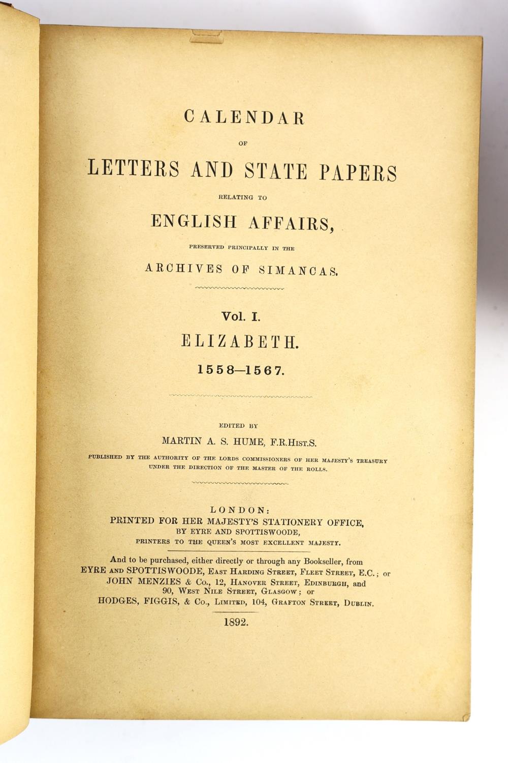 ° ° State Papers (Spanish) - Calendar of Letters and State Papers relating to English Affairs, - Image 2 of 3