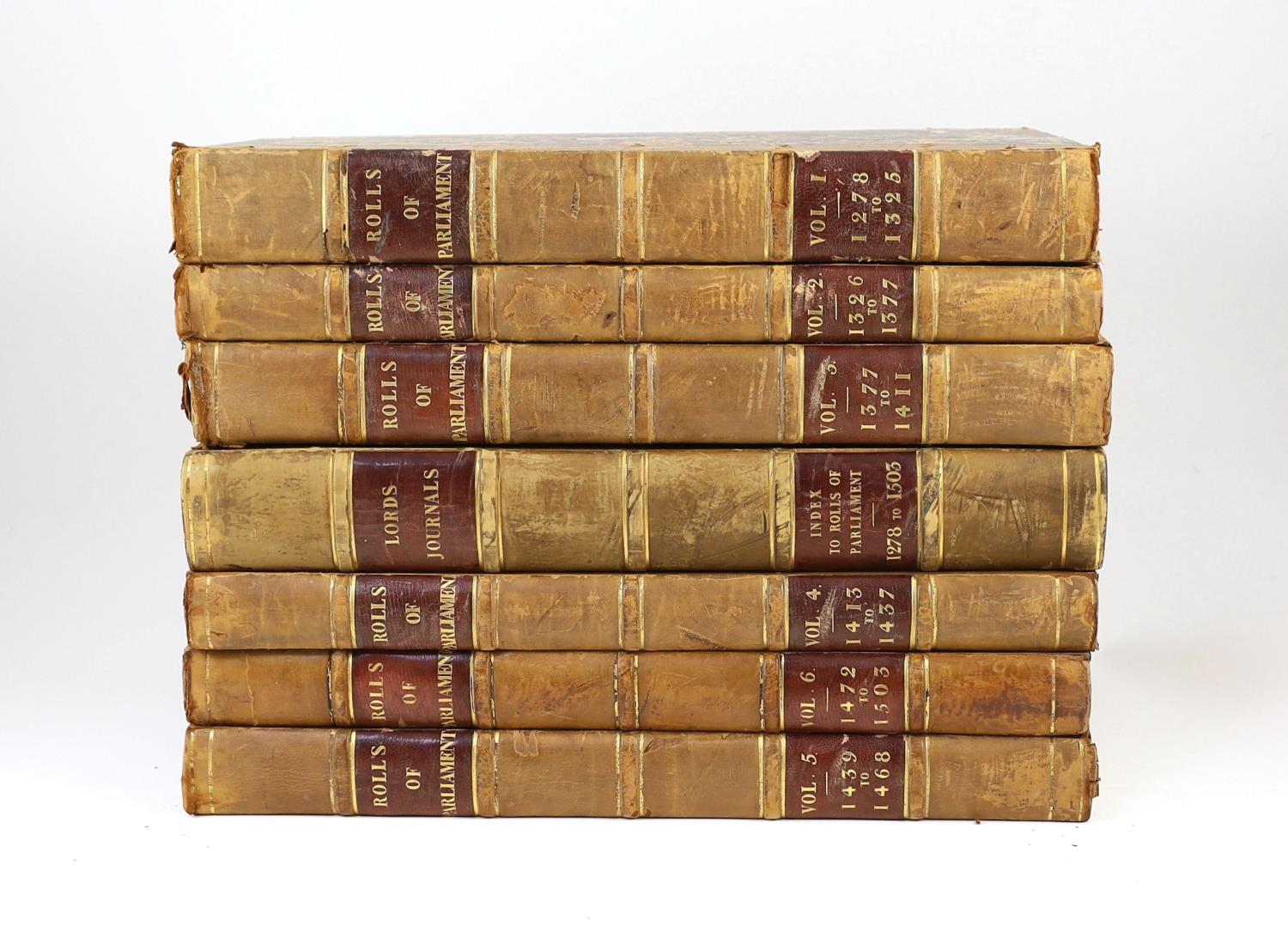 ° ° (Rolls Series) Rotuli Parliamentorum; ut et Petitiones et Placita Parliamentorum....7 vols. (