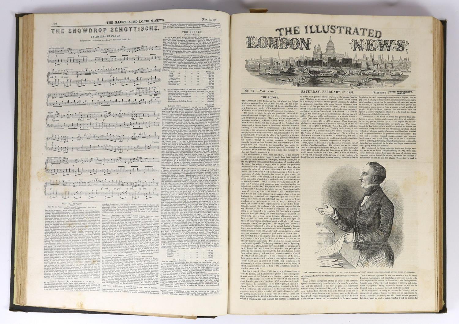 ° ° The Illustrated London News, vols 18-21, (Jan. - June, 1851, and July - Dec. 1852) bound in 2, - Image 3 of 5