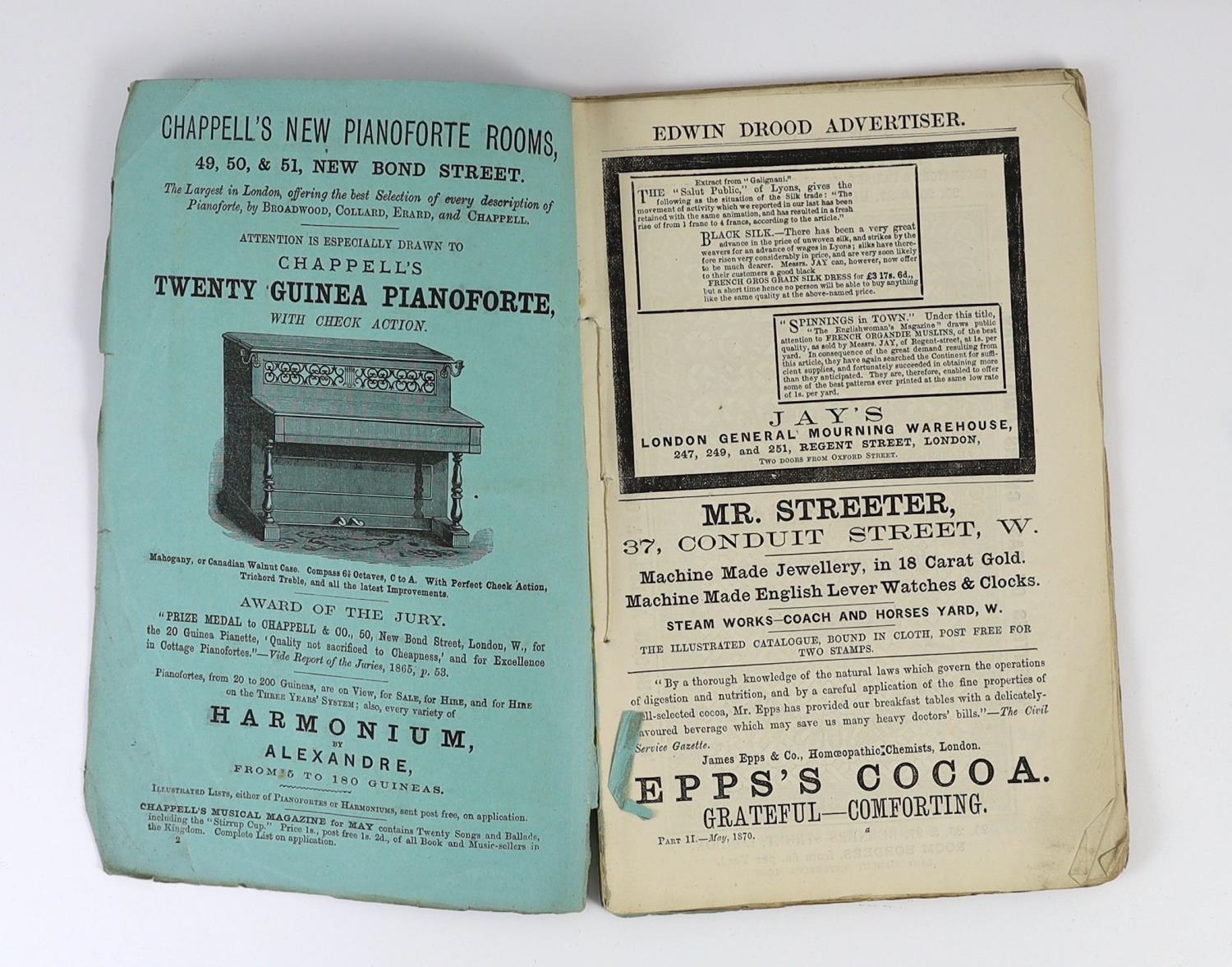 ° ° Dickens, Charles - The Mystery of Edwin Drood, 1st edition, in original 6 parts, original wraps, - Image 2 of 3