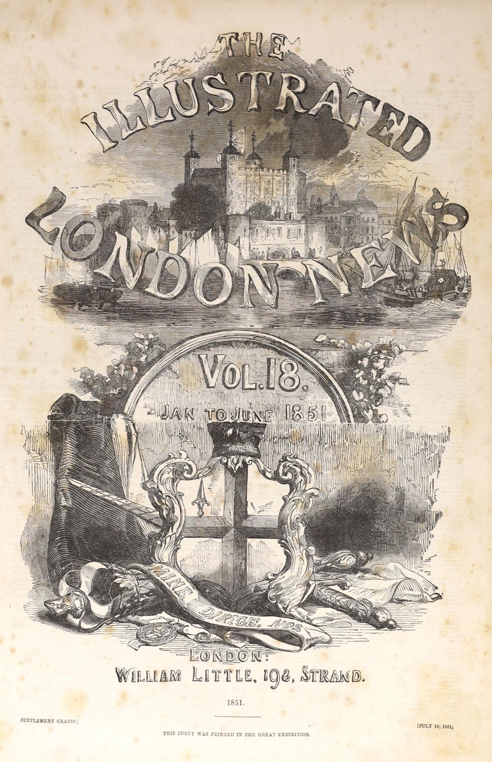 ° ° The Illustrated London News, vols 18-21, (Jan. - June, 1851, and July - Dec. 1852) bound in 2, - Image 2 of 5