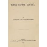 ° ° Swinburne, Algernon Charles - Songs Before Sunrise, 8vo, calf, F.S. Ellis, London, 1871
