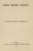 ° ° Swinburne, Algernon Charles - Songs Before Sunrise, 8vo, calf, F.S. Ellis, London, 1871